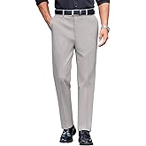 COOFANDY Mens Classic Casual Dress Pants Expandable Waist Suit Pant Slim Fit Flat Front Slacks