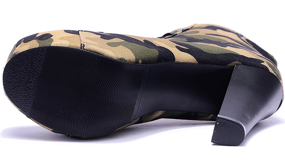 Odema Womens Military Ankle Boots Camouflage Sexy High Heel Pumps Lace Up Platform Shoes - Image 6