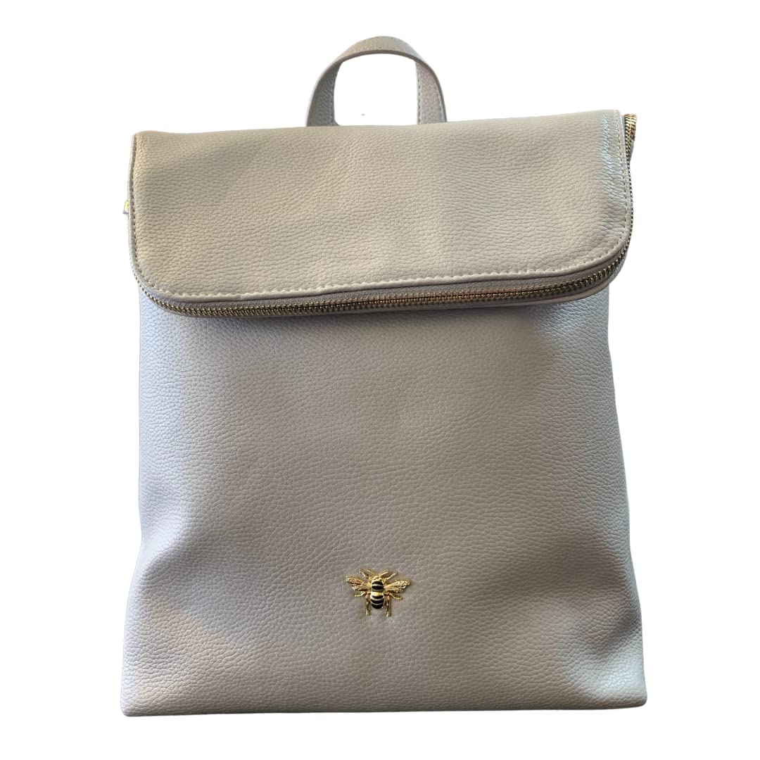 Ladies Backpack with Gold bee Embelishment by Alice Wheeler (Grey)