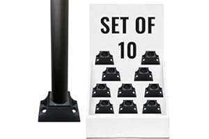 DECOREX HARDWARE Baluster Screw Down Swivel Shoe with Set of Screws - for Use with 5/8" Round Iron Balusters - Set of 10 (Satin Black) - DH-57