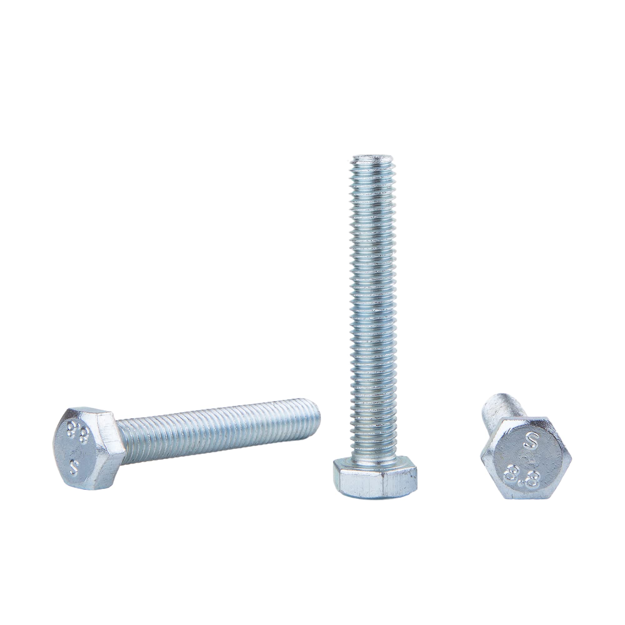 (Pack of 30 pcs) DIN 933 Zinc Plated Steel Hexagon Bolts M8 x 50 mm 8.8 Grade, Hex Screws, Fully Threaded, Hex Head, Tap Bolt (30, M8 x 50 mm)