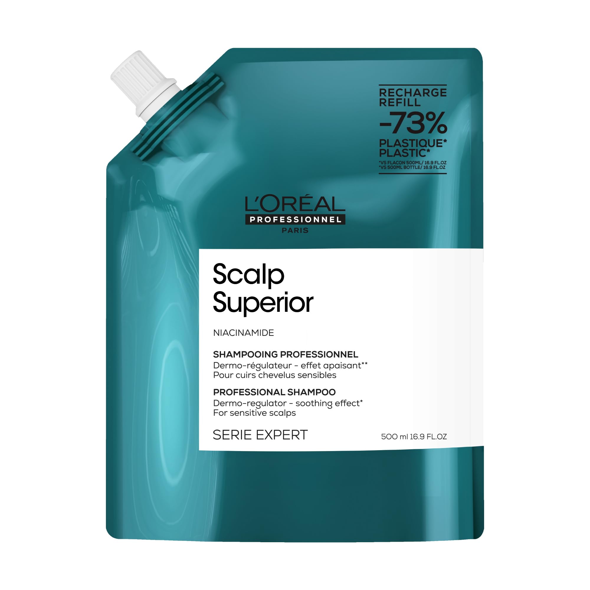 L’Oréal Professionnel Scalp Advanced Anti-Discomfort Shampoo, For Itchy and Dry Scalps, Deep Scalp Treatment, Refill