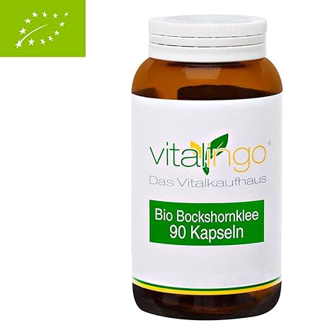 Bio Bockshornklee Kapseln vitalingo - 100% BIO & VEGAN - 90 Kapseln Bio Bochshornklee Samenpulver hochdosiert in einer vegeta