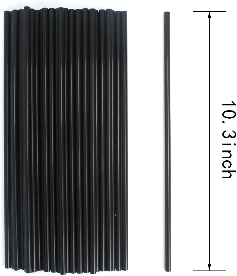 Tomnk 500pcs 10.3 Inches Drinking Straws Black Plastic Straws: Home & Kitchen