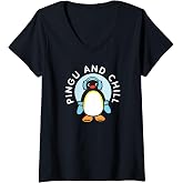 Womens Pingu and Chill V-Neck T-Shirt