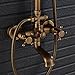 Rozin Bathroom Rainfall Shower Tub Faucet Set 8-inch Top Showerhead + Handheld Spray Antique Brass