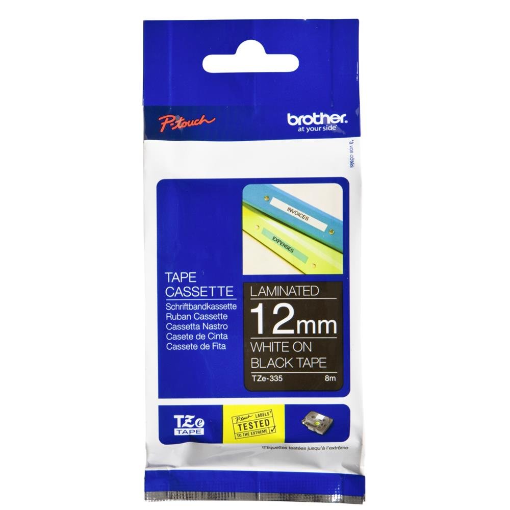 Brother P-Touch 12mm White on Black TZE335 Labelling Tape