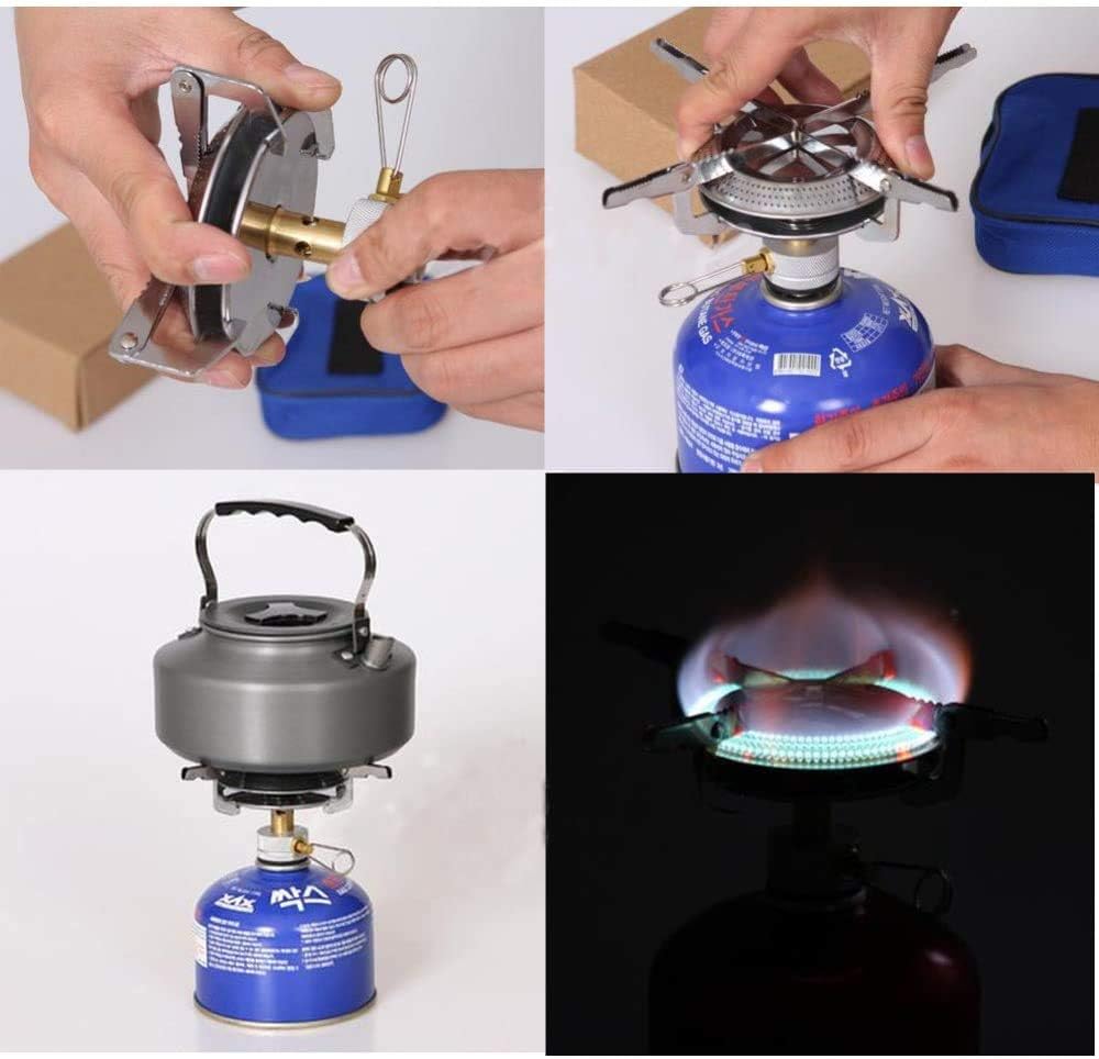 HANGYAN Portable Mini Gas Burner - Titanium Camping Cookware Set for Outdoor Picnic and BBQ - 17x7cm - Image 5