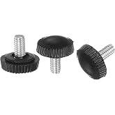 uxcell 50pcs M4 x 7mm Metric Male Thread Knurled Knobs, Thumb Screw Clamping Knobs Grip Plastic Handle Hand Knobs with Threaded Stud, Black
