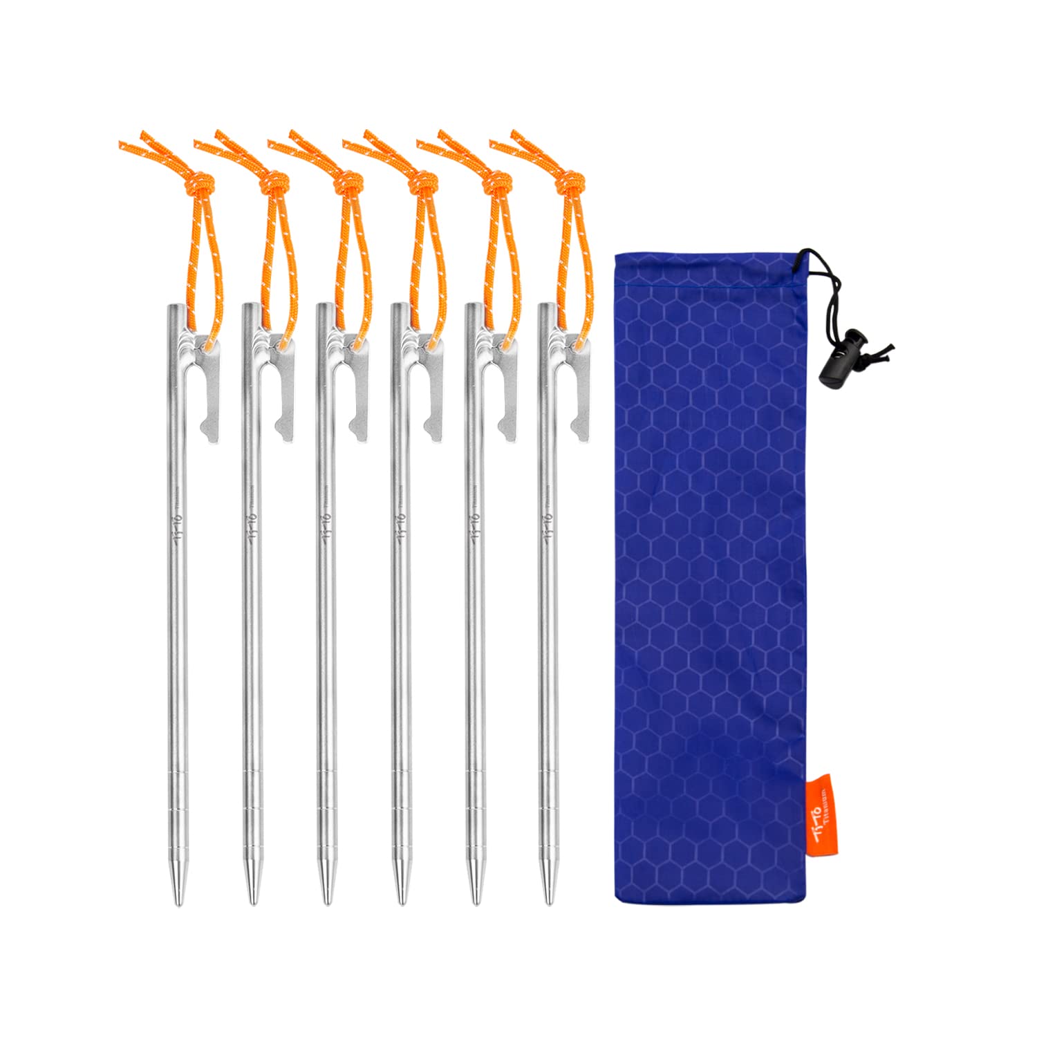 TITO High Strength Titanium alloy tent stakes Tent pegs nail pegs for canopy camping tent (Pack of 6pcs, 8×240mm)