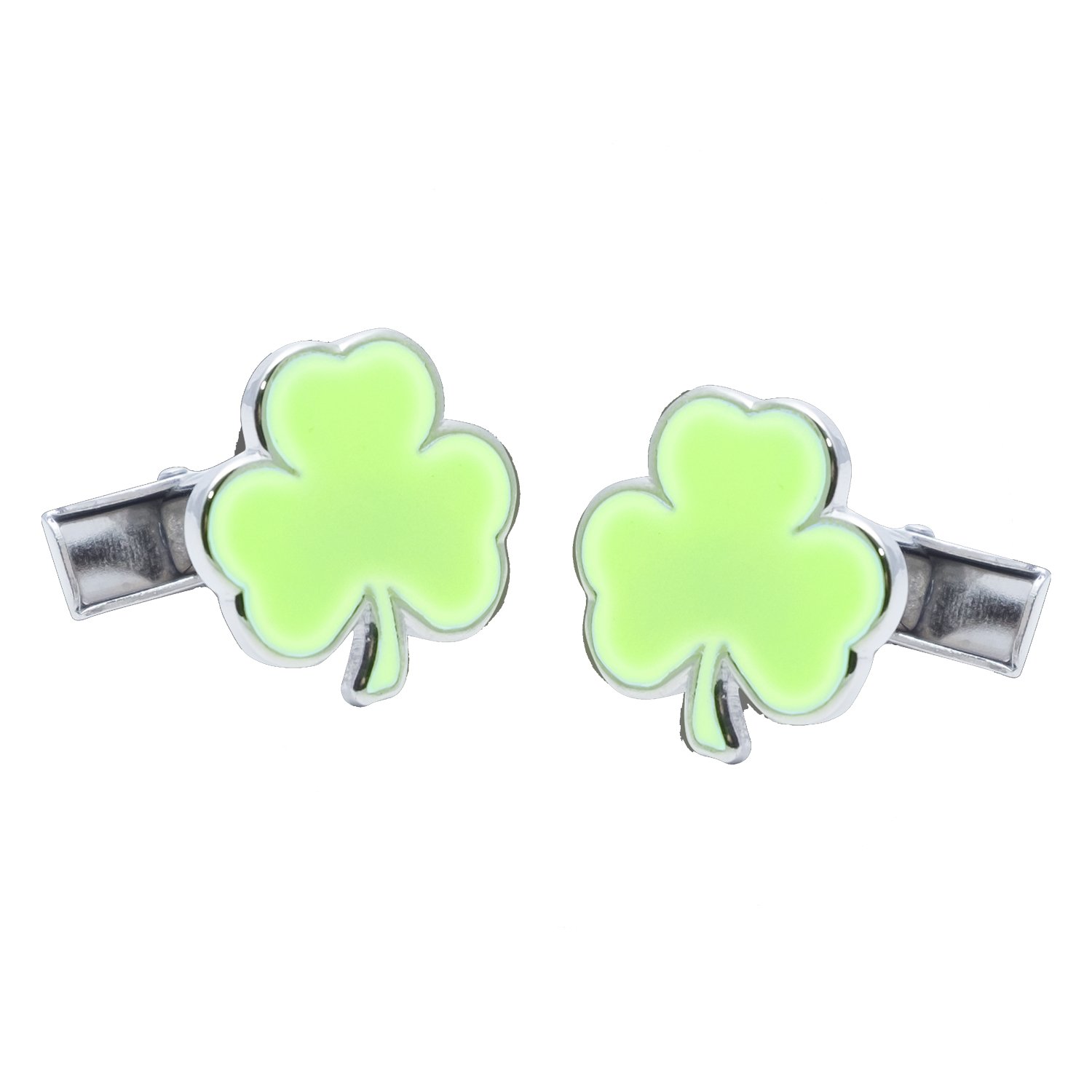Glow in the Dark Shamrock Cufflinks St Patrick's Day Special with gift tin