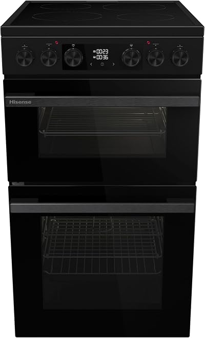 Hisense Freestanding Ceramic Electric Cooker Double Oven 69/43L Black A Rated