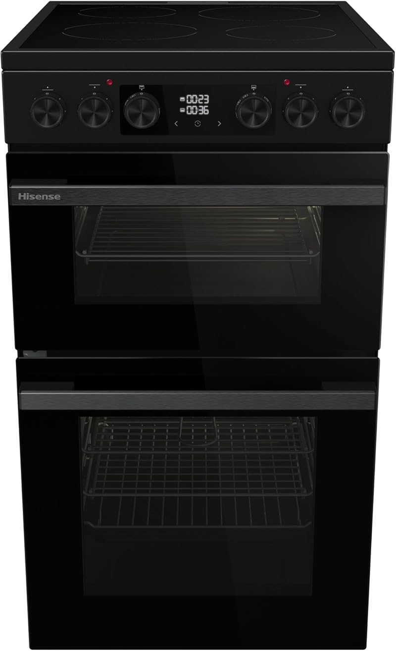 Hisense Freestanding Ceramic Electric Cooker Double Oven 69/43L Black A Rated