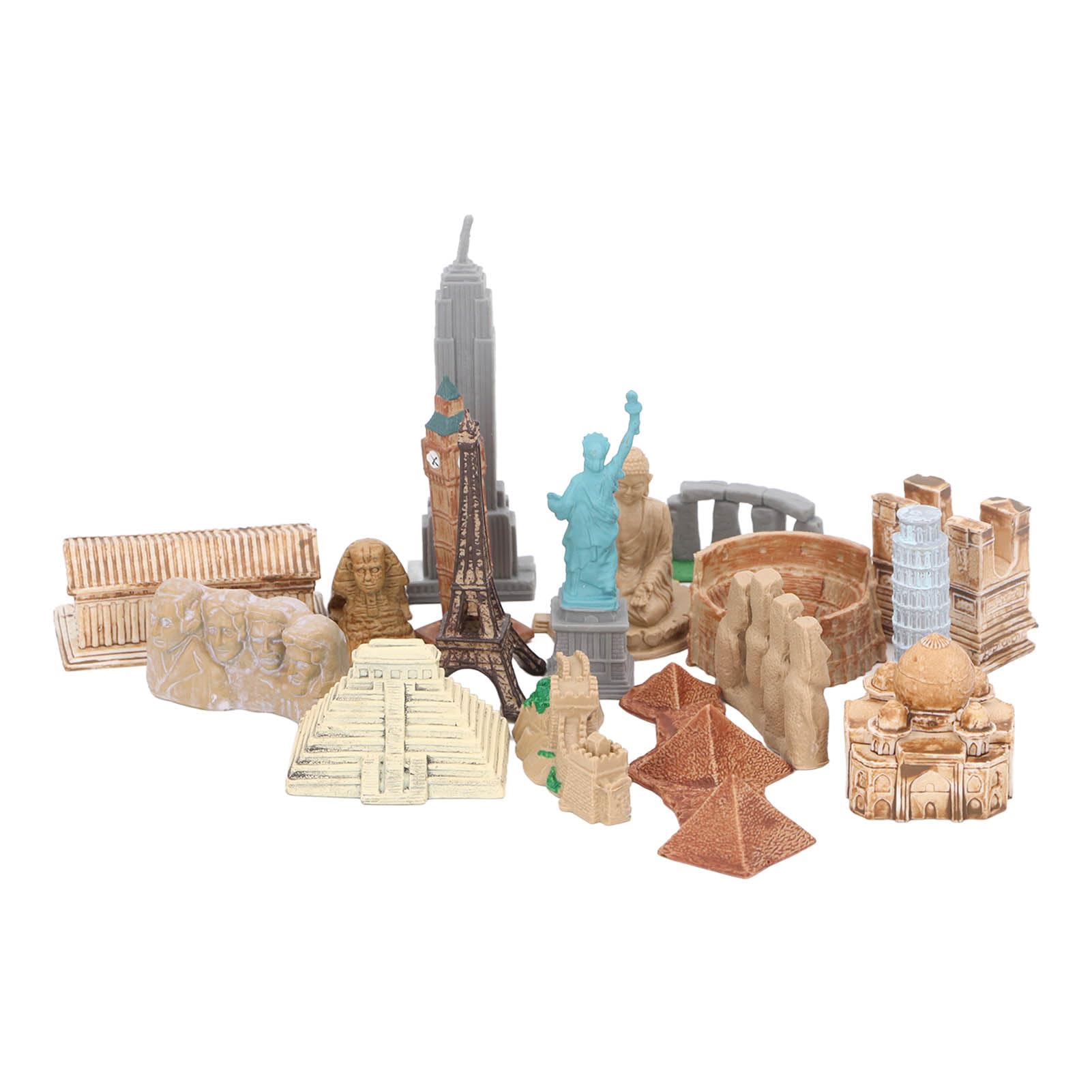 JTLB 17PCS Miniature Ancient Building, Global City Landmarks, Egyptian Pyramid Model Kit, World City Figurines, Educational and Decorative Toys for Kids and Collectors