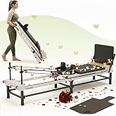 PAETA Pilates Reformer, 91" Foldable Reformer Pilates Machine with Adjustable Reformer Heights, Pilates Equipment with Piano Wire Spings and Jump Boards