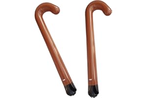 EaciTown 2 Pcs Brown Old Man Inflate Cane 100 Day School Costume Accessory Walking Stick
