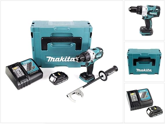 Makita DDF 481 Y1J-D 18 V Akku Bohrschrauber brushless 115 Nm im Makpac mit 1x BL1815N 1,5 Ah Akku und DC18RC Ladegerät