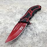 M-tech 8 Inch Spring Assisted Blood Red Folding Pocket Knife Tactical Combat