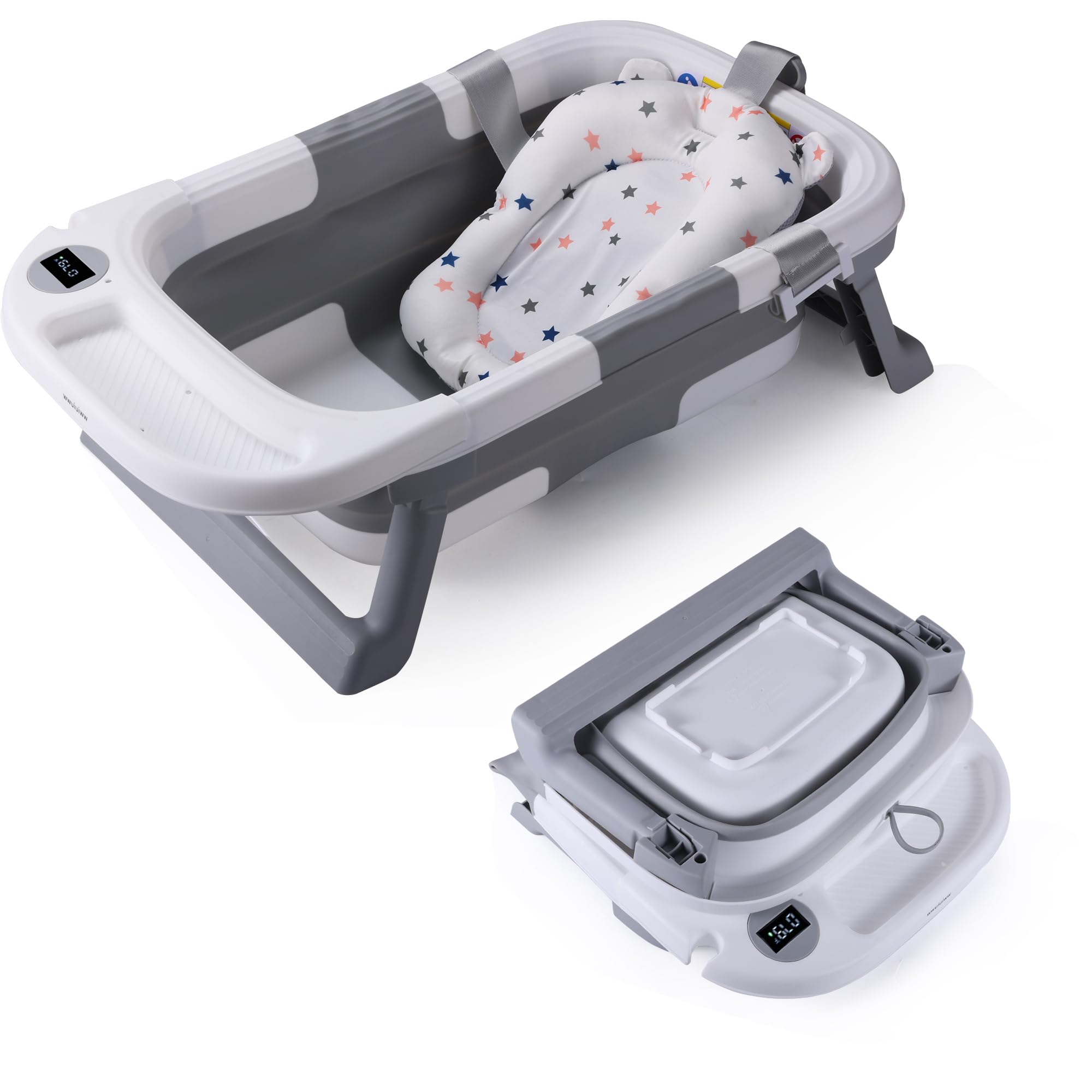 WWUIUIWW Foldable Baby Bath Tub,Newborn Baby Bath Tub with Soft Bath ...