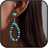 Western Turquoise Earrings for Women Teardrop Boho Dangle Handmade Statement Jewelry Gifts