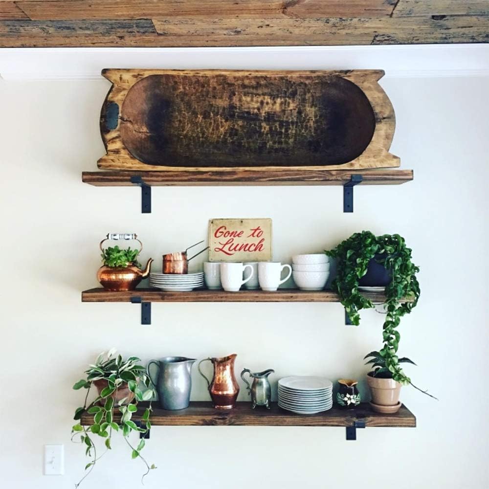 LuckIn Sturdy Shelf Bracket, Fit 12 Inch Standard Board Sold by Homedepot,Unique Bracket for DIY Rustic Floating Shelf(6 Pack, Black): Home Improvement