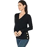AmélieBoutik Women Casual V Neck Cable Knit Ribbed Long Sleeve Loose Cardigan Sweater Top