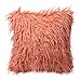 CHICTRY Luxury Faux Fur Throw Pillow Cover Super Soft Plush Decorative Cushion Case 18 x 18 Inches Standard Size for Sofa Bedroom Car Coral Pink 18.0 x 18.0 inch