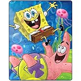 Nickelodeon Spongebob Squarepants Silky Soft Throw Blanket., Blue, Yellow, Pink, Green, White