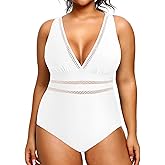 Daci Women Plus Size One Piece Swimsuits Sexy V Neck Bathing Suit Hollowed Out Swimwear