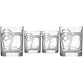 Rolf Glass Palm Tree Double Old Fashioned Glass 13 ounces | Engraved Whiskey Glasses | Lead-Free Tumbler Glass | Proudly Made in the USA (Set of 4)