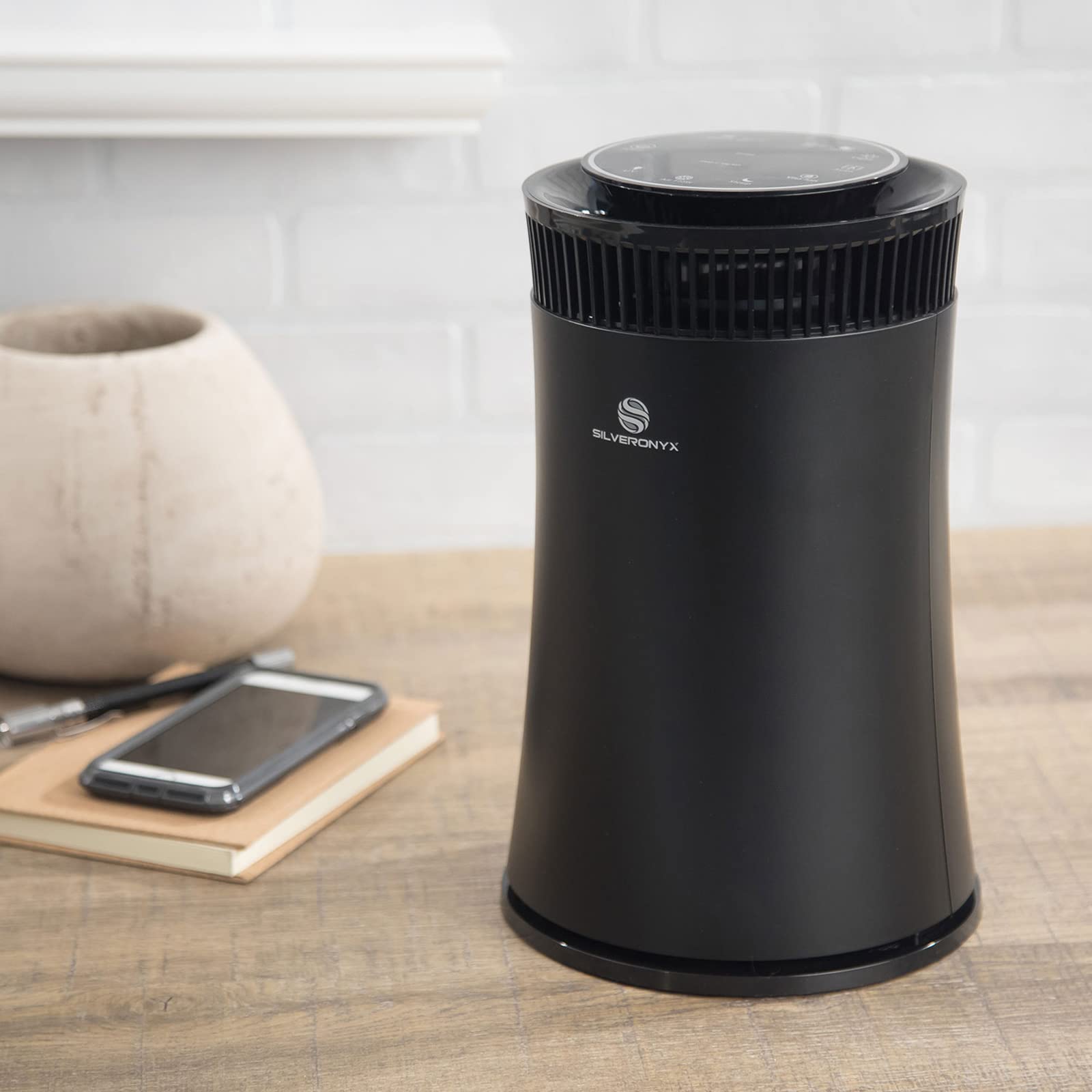 Air Purifier for Home Large Room – Covers Up to 500 Sq Ft, 5-in-1 HEPA Filter System for Allergies, Pets, Smoke, Remove Dust & Odor – Quiet Sleep Mode, High Filtration Efficiency – SILVERONYX, Black