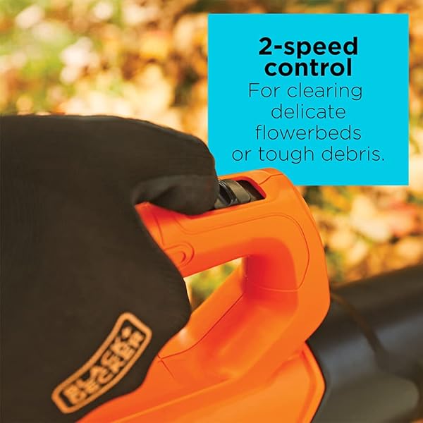 BLACK+DECKER 20V MAX CORDLESS LEAF BLOWER WITH BATTERY AND CHARGER, POWERFUL 2-SPEED, UP TO 90 MPH AND 320 CFM AXIAL LIGHTWEIGHT ELECTRIC LEAF BLOWER (BCBL700D1)