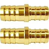 Joywayus 2 Pack Brass 1/2" PEX to 1/2" Hose Barb Connector Fitting | Reducer Splicer Adapter, For Water/Fuel/Air
