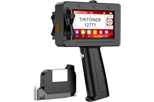 TIKTONER 127T1 Handheld Inkjet Printer - Portable Handheld Printer for Text/Logo/QR Code/Barcode/Date/Batch Number/Serial Number, Inkjet Coding Machine for Cardboard/Metal/Plastic/Ceramic/Wood/Fabric