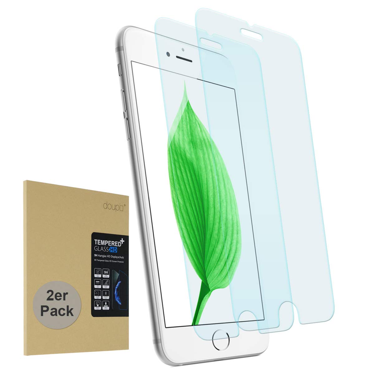 doupi 2X Screen Protector for iPhone 6 / 6S (4,7 inch), Premium 9H HD Anti Scratch [3D Touch Supported] Tempered Glass Film, 2-Pack