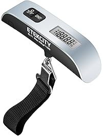 Etekcity Digital Hanging Luggage Scale, Rubber Paint, Temperature Sensor, 110 Pounds, Silver