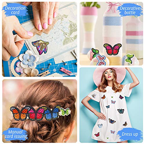 LoveInUSA Butterfly Cloth Patch，16 Pcs Butterfly Patches Butterfly Embroidery Patch Assorted Size Butterfly Patches Iron On for DIY Jeans Jacket Clothing Handbag Shoe Caps