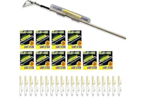 20 Pcs (10 Pack) M/L/XL Clip Fishing Rod Glow Sticks, Fishing Lights for Rods, Fishing Pole Green Light Sticks Bulk Kit