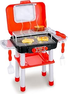 Liberty Imports Backyard Barbecue Grill Mini Portable Pretend Play Cooking Food BBQ Kitchen Toys with Light, Sound, Color Changing Effects for Kids