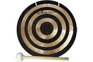 Arborea Sun Wind Gong with Gong Mallet Hanging String Beautiful and Calming Sound 14"hand Gong for Sound Healing Meditation Gong