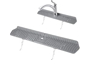 COBETE Kitchen Sink Splash Guard, 24in Faucet Mat Splash Catcher, Handle Drip Catcher Tray, Multipurpose for Kitchen Dish Drying Mats Sponge Holder and Bathroom Countertop Protect