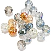 ARTISAMILY 100pcs Crystal European Large Hole Beads for Bracelets 3mm Big Hole Electroplate Glass Beads Loose Spacer Slider Charms Colorful Necklace Bead Charms 10x8 mm for Jewelry Making