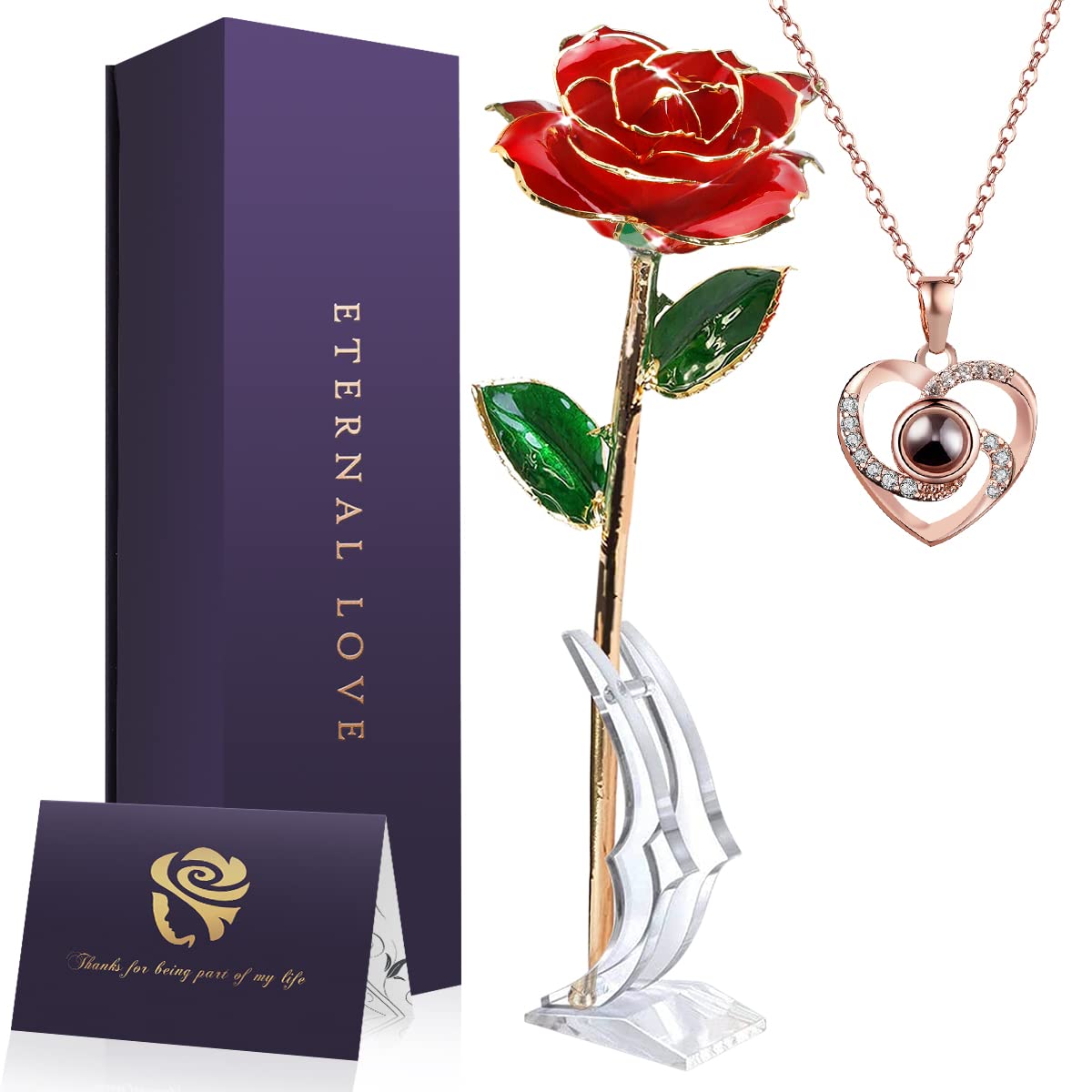 TCFTT 24K Gold Dipped Rose Women's Gifts, 24K Gold Rose Last Forever Eternity Rose Flower with Stand, Gift for her, Present Flowers Love Gift for Anniversary, Birthday, Thanksgiving, Christmas