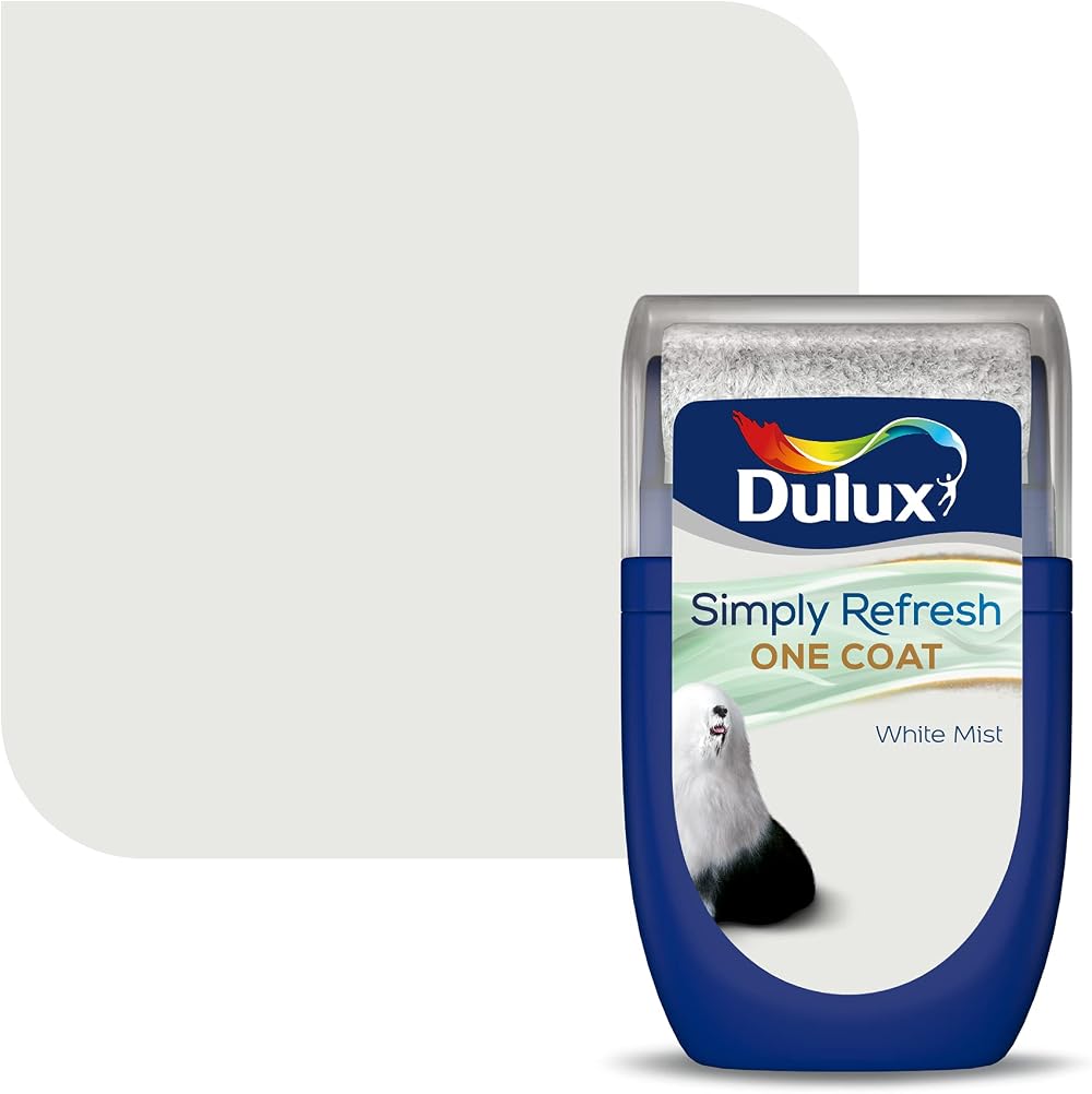 Dulux Simply Refresh Tester Paint White Mist 30 ml One Coat Water Based Matt
