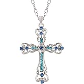 Alilang Womens Black Silver Clear Crystal Rhinestones Celtic Holy Cross Pendant Necklace