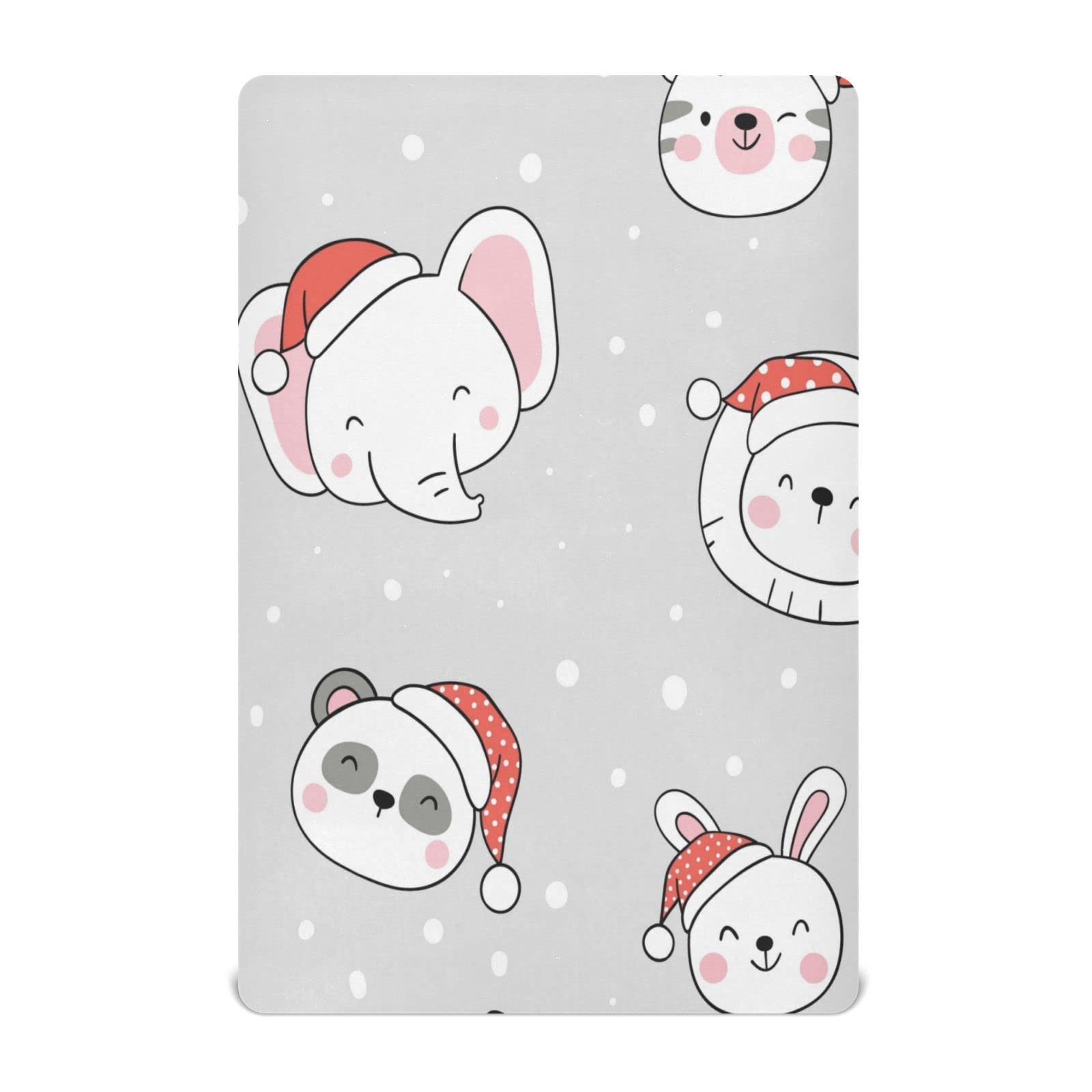 JUMBEAR Cute Elephant Panda Baby Cot Bed Fitted Sheets 132×71cm,Soft and Breathable Baby Fitted Crib Sheets for Boys and Girls Soft,Travel Cot Sheets-Christmas Elephant Panda