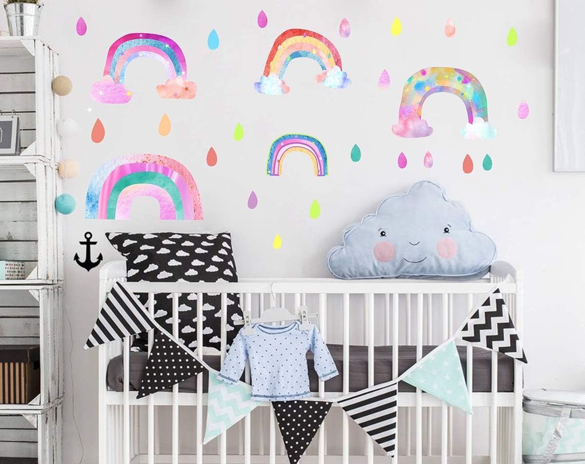 Amazon Com Easu Rainbow Wall Decal Raindrops Wall Stickers Girls