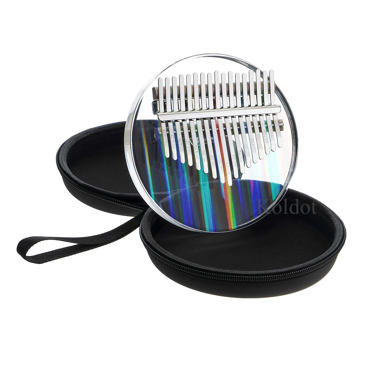 Rainbow Clear Kalimba Thumb Piano Round 17 Key Solid Finger Piano Transparent Body Cute Crystal Acrylic Kalimba With Hard Case Gifts with Tuning Hammer