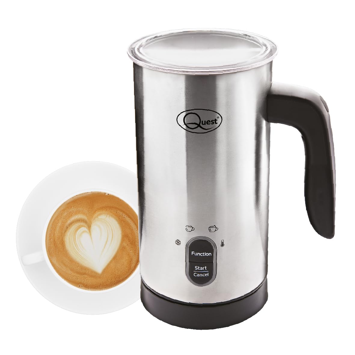 Quest 34179 Electric Milk Frother/Coffee Frother, Cappuccino, Latte & Hot Chocolate Maker/Double Walled Insulation/Non-Stick Easy Clean Interior / 300ml Capacity/Stainless Steel