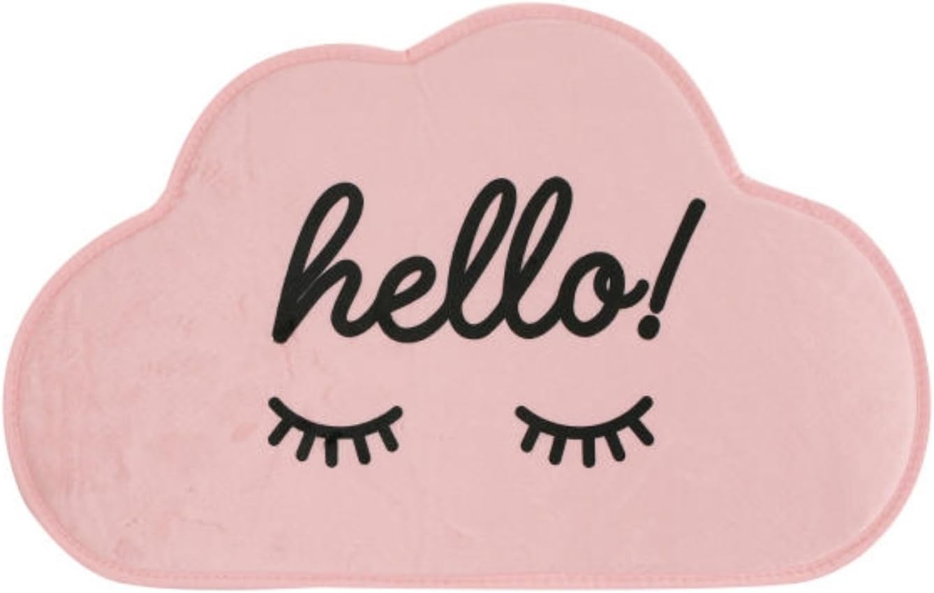 The Fabrica Memory Foam Non-Slip Kid's Mat, Micro Fiber Bath Rug, Soft and Absorbent Machine Washable with a Message Card for Gift (Pink Eyebrow Cloud)